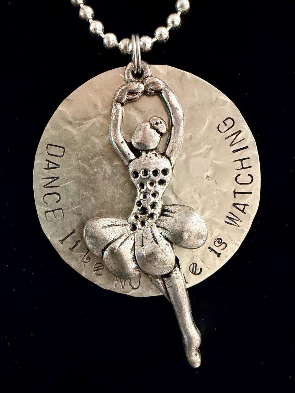 Silver Ballerina Pendant Necklace - Dance Theme